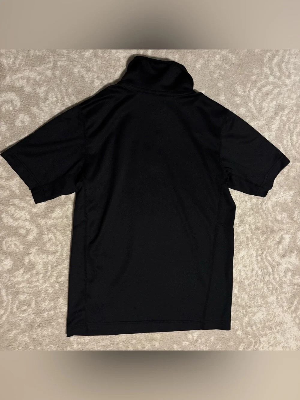 Nike Kids Dri-Fit Athletic Black Polo w/ White Swoosh & Side Stripes - Small